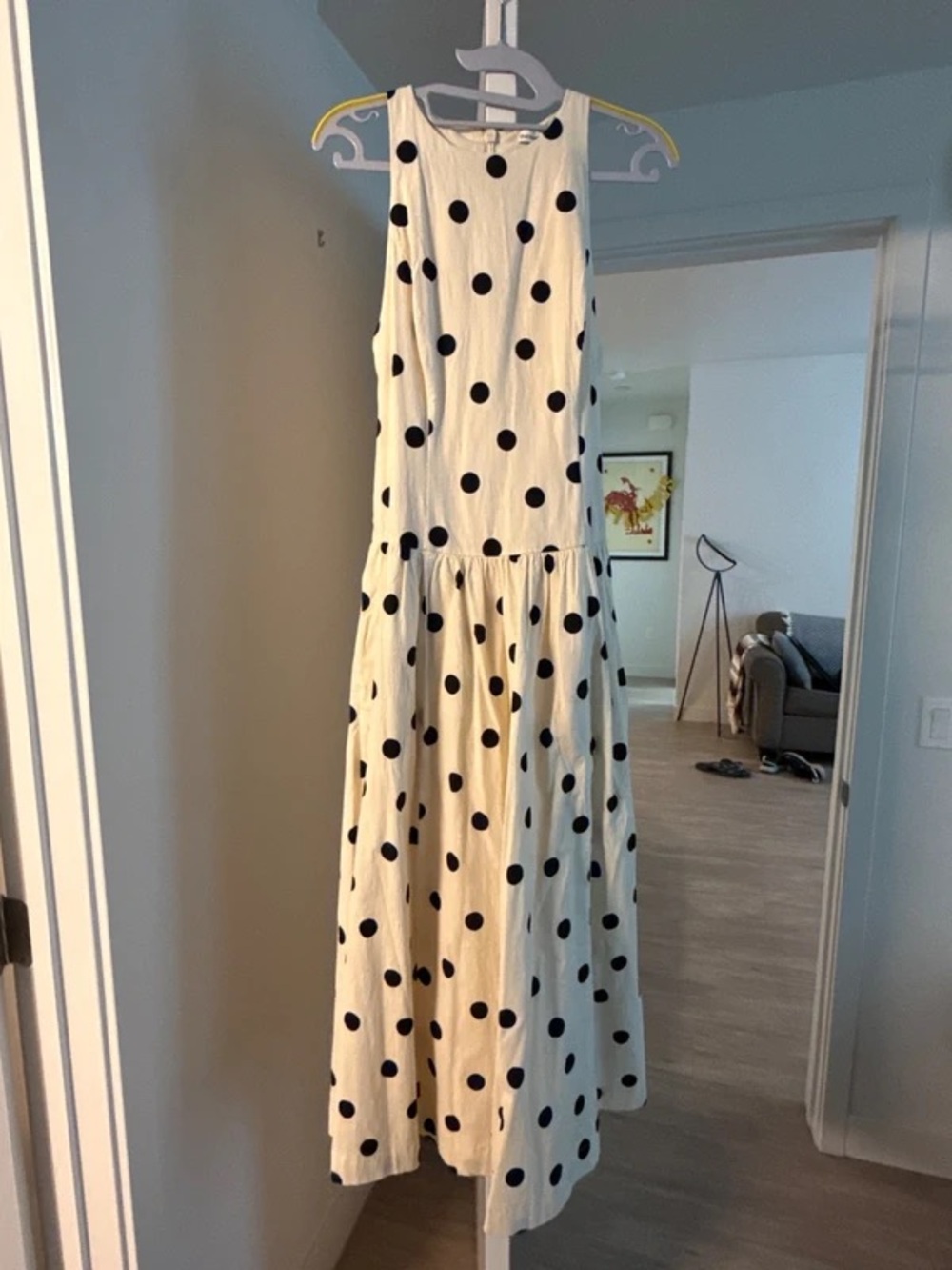 Polka Dot Maxi Dress - White with Black Dots